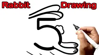 How to Draw a Jumping Rabbit Easy Trick | 5 Number Into Jumping Rabbit Drawing