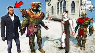 SERBIAN DANCING LADY Join FRANKLIN ARMY To Fight DEVIL GOD in GTA 5 | SHINCHAN and CHOP