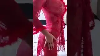 Red honeymoon lingerie bikini fashion show model photoshoot - see through lingerie model fashion
