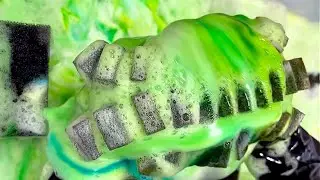 【ASMR】Black car sponge × Green cleaner 2/3🖤Add Water, ink 💚水とインクを足して更に泡あわ🫧