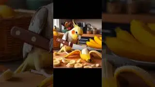 Cooking banana #birds #parrot #pet #pets #cute #cockatielsing #shorts #funny