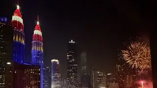 Fireworks display at the Grand Hyatt for Malaysian Independence Day 2023.
