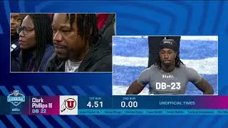 Joey Porter watches his son from the stands during his 40-yard dash.