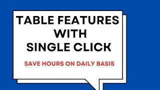 Table Features With Single Click In MS Excel | Excel Trick to Save Hours Daily |