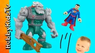 Doomsday vs. Superman! Imaginext Toy Review + Fisher Price Play w. HobbyBear with HobbyKidsTV