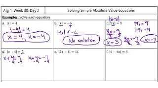 Solving Simple Absolute Value Equations