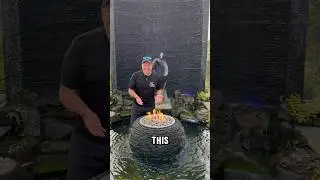 A Contemporary Koi Pond With a Stacked Slate Fire Sphere 🔥  #koipond #koi #contemporaryart
