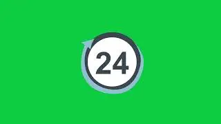 24 Hours Icon Animation | Green Screen 24/7 Service Symbol