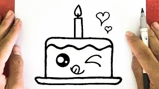 CARA MENGGAMBAR KUE ULANG TAHUN LUCU SEDERHANA, HUYN DRAW CUTE