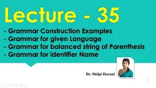 Grammar Construction | CFG for balanced string of Parenthesis | CFG for identifier Name | Lecture-35