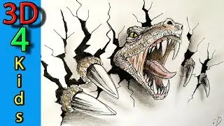3D crack in paper How to Draw a Dinosaur - T-Rex