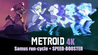 METROID - 4K - Samus Run Cycle + SPEED BOOSTER - Blender Grease Pencil + Davinci/AE