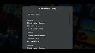 Getting banned for one day for saying just “just report him he will loose his acc”