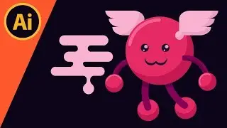 Cute Monster - Flat Design in Adobe Illustrator (normal speed)