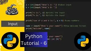 Input from user | Python Tutorial - 6 (Python Full Course) #python #input