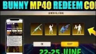 Free fire today new redeem code|free fire new bunny MP40 REDEEM code