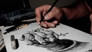 Drawing Praying Old Hands