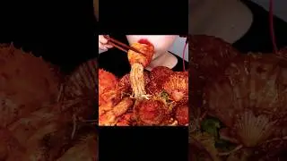 ASMR SPICY SEAFOOD BOIL 매운 대왕해물찜 먹방 SCALLOP, OCTOPUS, SQUID EATING SOUNDS #shorts #mukbang #eating