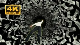 Túnel del dinero en 4k, billetes sin parar