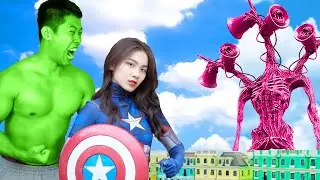 Become Hulk, Superheros Vs Siren Head Boss - GreenMan TV