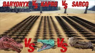 Baryonyx vs Kaprosuchus vs Sarcosuchus || Ark Battle
