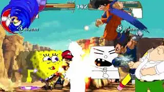 Mugen #10 SpongeBob & DoodleBob vs Homer Simpson, Peter Griffin, Super Mario, Sonic, Goku, Vegeta