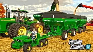 JOHN DEERE GATOR PULLING 2 LOADED WAGONS! (SOYBEAN HARVEST) | FS22