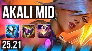AKALI vs YASUO (MID) | 8 solo kills, Legendary | EUW Master | 25.21