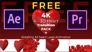 3d Heart Valentine Day  Transition Special Pack | Free After effects transitions