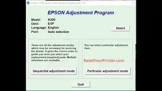 How To Reset Epson K200,Epson K200 Adjustment Program