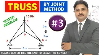 TRUSS BY JOINT METHOD SOLVED PROBLEM 3 IN ENGINEERING MECHANICS IN HINDI