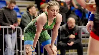 U17 Valerija Biekietova (UKR) vs Barbara Bager (HUN) 61kg. Women girls youth wrestling. B-cam-man