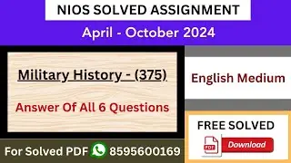 NIOS Class 12th Military History (375) English Medium Solved Assignments (TMA) 2023-24 | TMA PDF