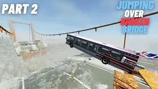 Jumping Over Broken Bridge Part 2 l BeamNG Drive l BeamCrash l Car Crash Compilation