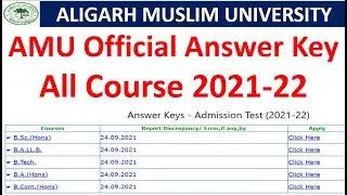 AMU  Answer key 2021-22/ B.Sc, B.tech, B.Com, B.A. LLB...Answer key is out/Aligarh Muslim university