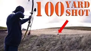 100 Yards! Long Range shooting PRIMITIVE recurve bow