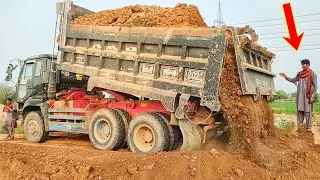 Unloading Nissan Truck Damper || Full Loaded Truck On Ramp