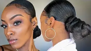 slick back, low bun natural hair tutorial