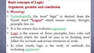 Basic concepts of Logic