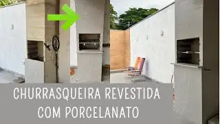 Churrasqueira REVESTIDA com porcelanato! 🤍