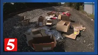 Thieves caught in the act stealing sneakers from freight train