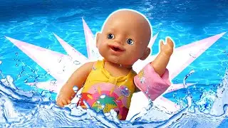 ¡Oh, no, la pequeña Lina no sabe nadar! Muñecas bebés Baby Born para niñas