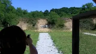 Erica shooting Ruger 22 45 at Willow Slough Indiana range