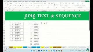 Insert Text into Sequence Formula រូបមន្ត sequence text in Excel | rean khmer computer