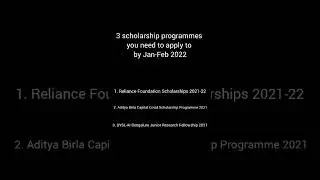 3 Scholarship Programmes you need to apply by Jan- Feb 2022
