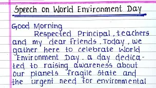 Short Speech on world environment day 2023 | speech on environmental day in English