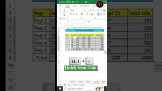 Excel Quick Sum of Total - 
