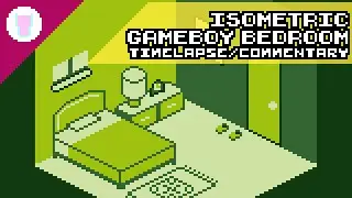 Painting an Isometric Bedroom in a Gameboy Color Palette | Pixel Art Timelapse