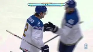 Roman Savchenko center ice goal on Reto Berra - Switzerland vs Kazakhstan