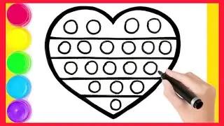 How yo draw a 🌈Rainbow Heart pop it fidget toy//🟠🟡🟢🟣🔴//coloring Heart popit//step by step drawing